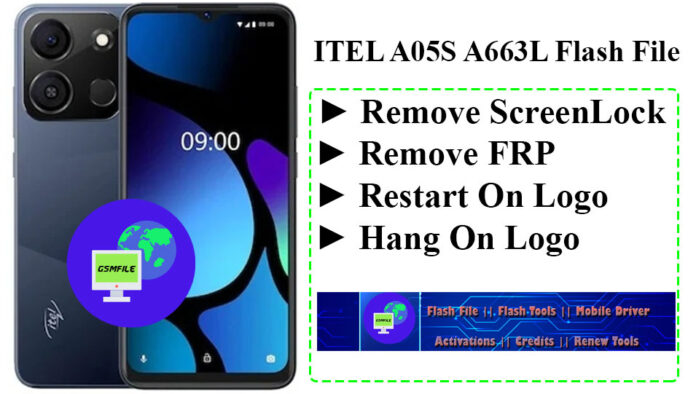Itel A05S Flash File hang on logo restart logo remove frp screenlock